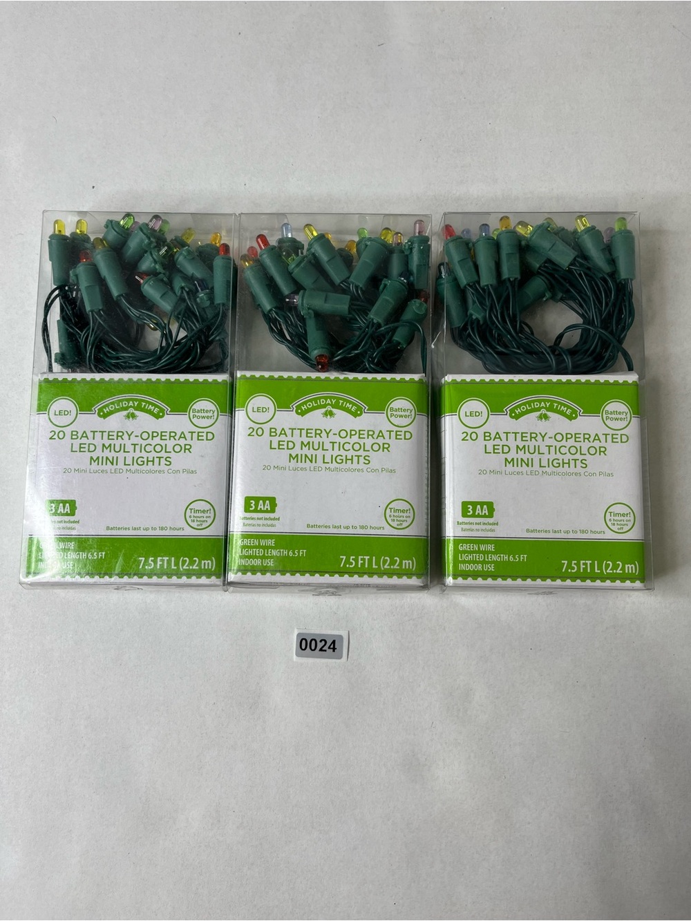 Holiday Time Multicolor Mini LED String Lights with Green Wire - Pack of 3